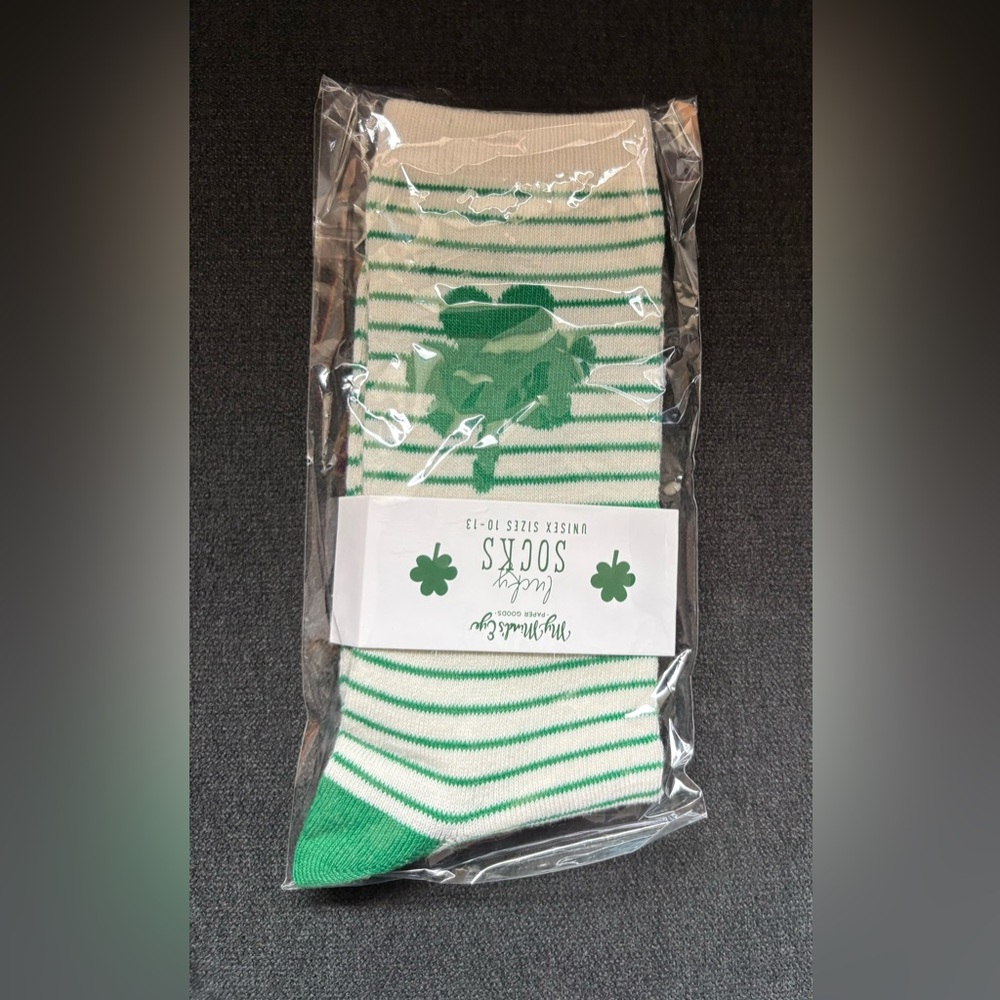 My Mind’s Eye Lucky Shamrock Green Clover St. Patrick’s Day Striped Socks